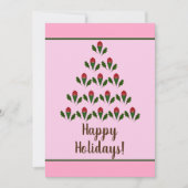 Rode Rozen & Groene Holly Kerstboom Art, Roze (Voorkant)