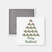 Rode rozen & groene Holly kerstboom Magneet (Voorkant / Achterkant)