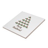 Rode rozen & groene Holly kerstboom Tegeltje (Zijkant)