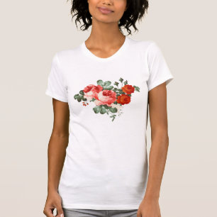 rode rozen Hand getrokken stijl T-shirt