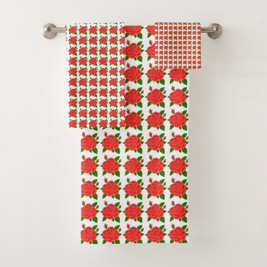 Rode Rozen Handdoek Set (Insitu)