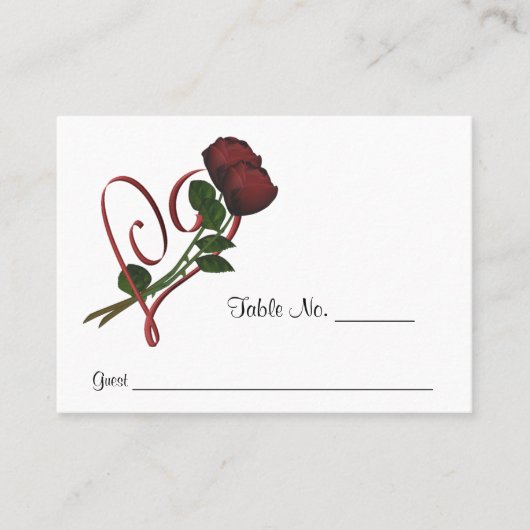Rode Rozen Hart bruiloft gepersonaliseerd Plaatskaartje (Voorkant)
