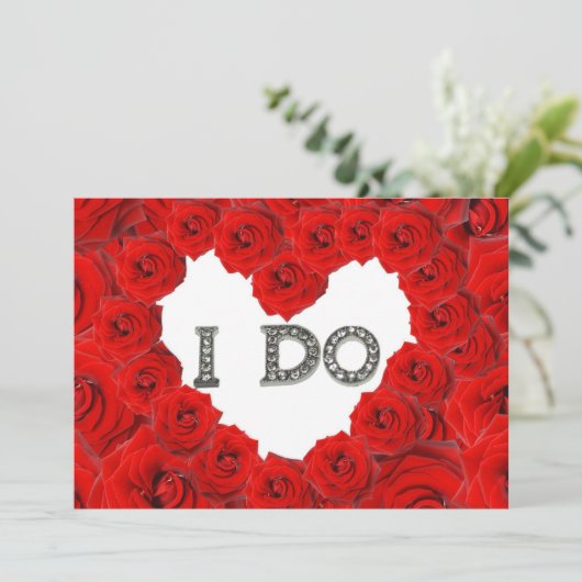 Rode Rozen Hart Ik Doe Bling Trouw Uitnodiging (Staand voorkant)