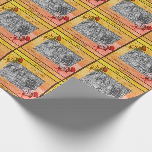 Rode rozen hart uw foto gepersonaliseerd cadeaupapier (Hoek)