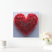 Rode rozen hart vierkante klok (Huis)