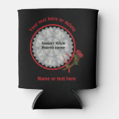 Rode Rozen Hart Zwart Gepersonaliseerde Foto Blikjeskoeler (Voorkant)