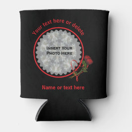 Rode Rozen Hart Zwart Gepersonaliseerde Foto Blikjeskoeler