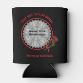 Rode Rozen Hart Zwart Gepersonaliseerde Foto Blikjeskoeler (Achterkant)