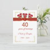 Rode rozen, harten 40ste Jubileum voor bruiloft Kaart (Staand voorkant)