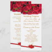 Rode rozen & harten Trouwprogramma Rack kaart (Voorkant / Achterkant)