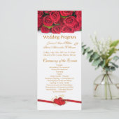 Rode rozen & harten Trouwprogramma Rack kaart (Staand voorkant)