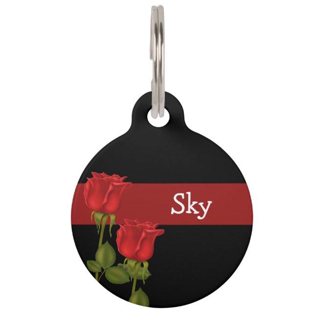 Rode rozen huisdierpenning (Voorkant)