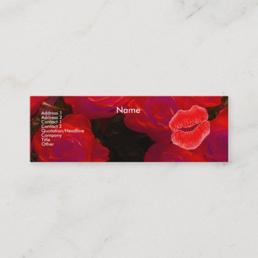 Rode rozen II-profielkaart voor "make-up artiest" Mini Visitekaartje (Voorkant)