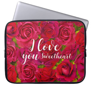 Rode Rozen Ik Hou van Jou Naam Laptop Sleeve