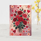 Rode Rozen, Ik Hou van Mijn Man, Kaart (Gele Bloem)