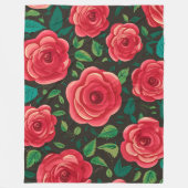 Rode rozen in bloei: een weelderige bloemenweergav fleece deken (Voorkant)
