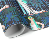 RODE ROZEN IN DE NACHT ART DECO BEAUTY MODE CADEAUPAPIER (Rol Hoek)