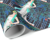 RODE ROZEN IN DE NACHT ART DECO BEAUTY MODE CADEAUPAPIER (Rol Hoek)