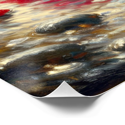 Rode rozen in de regen perfect poster (Hoek)