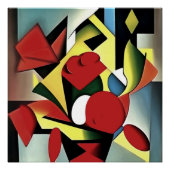 Rode rozen in een Abstracte rode bloedvaas Perfect Poster (Voorkant)