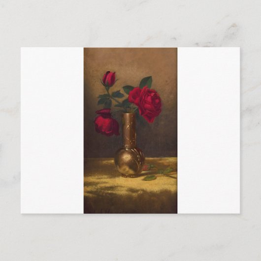 Rode rozen in een Japanse Vase op de goudvetstof Briefkaart (Voorkant)