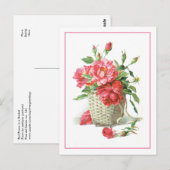Rode rozen in een mandje briefkaart (Voorkant / Achterkant)