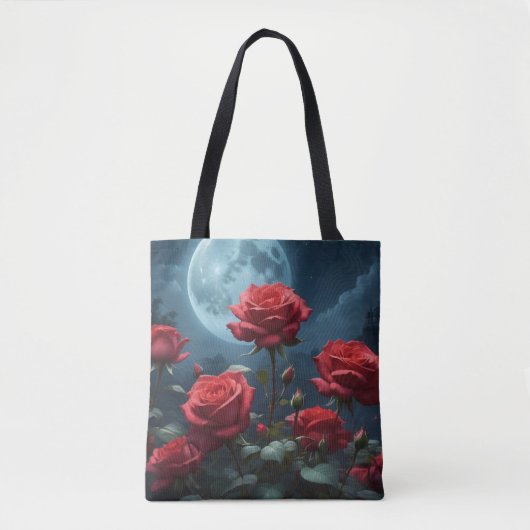 Rode Rozen in het Maanlicht Tote Bag (Voorkant)
