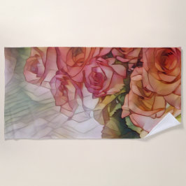 Rode rozen in ontappend zonlicht strandlaken