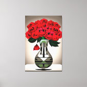 Rode rozen in vase Art Deco Abstracte kunst Canvas Afdruk (Voorkant)