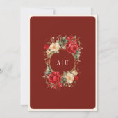 Rode Rozen Ivoor Bloemen Crème Goud Moslim Bruilof Kaart (Achterkant)