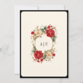 Rode Rozen Ivoor Bloemen Zwart Goud Moslim Bruilof Kaart (Achterkant)