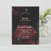 Rode Rozen Jurk Gothic Bruiloftsfeestje Kaart (Staand voorkant)