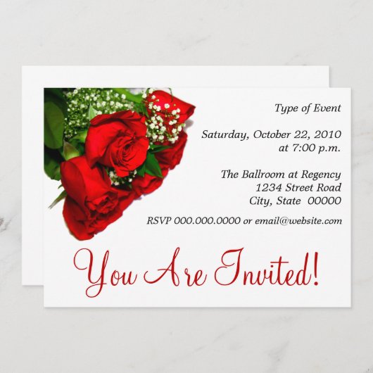 Rode rozen kaart (Voorkant / Achterkant)