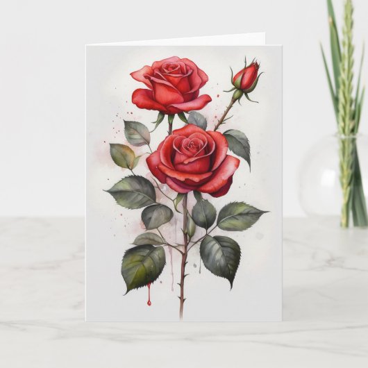 Rode rozen kaart (Voorkant)