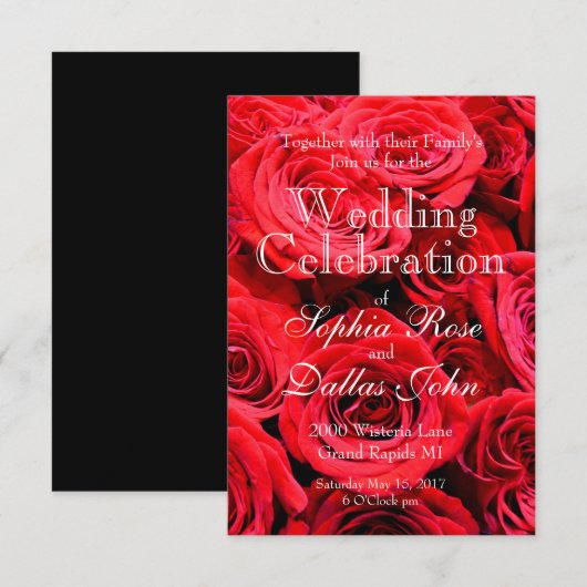 Rode rozen kaart (Voorkant / Achterkant)