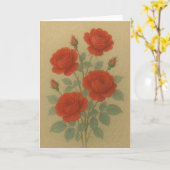 Rode Rozen Kaart (Gele Bloem)