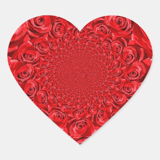 Rode Rozen Kaleidoscoop: Gelukkige Valentijnsdag K Hart Sticker (Voorkant)