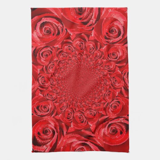 Rode Rozen Kaleidoscoop: Gelukkige Valentijnsdag K Theedoek (Verticaal)