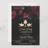 Rode Rozen Kelk Eerste Heilige Communie Kaart (Voorkant)