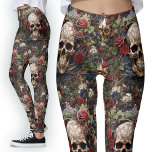 Rode rozen Keltische schedels Groene bladeren Natu Leggings<br><div class="desc">Red Roses Celtic Skulls Cream Achtergrond Natuur Leggings Ontdek mijn Red Roses Celtic Skulls Natuur Leggings, met verweven takken en Keltische knotwork. Dit ontwerp toont groene klimop, bladeren, rode bloemen en blauwe bessen. Deze leggings drukken je diepe liefde uit voor alles wat gotisch en onconventioneel is. De perfecte combinatie van...</div>
