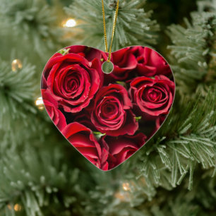 rode rozen keramisch ornament