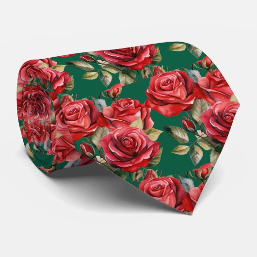 Rode Rozen Klassieke Formele Halsband Stropdas (Opgerold)