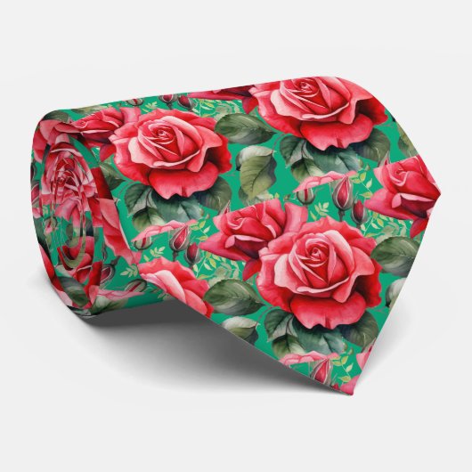 Rode Rozen Klassieke Formele Halsband Stropdas (Opgerold)