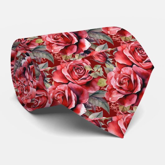 Rode Rozen Klassieke Formele Halsband Stropdas (Opgerold)