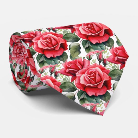 Rode Rozen Klassieke Formele Halsband Stropdas (Opgerold)