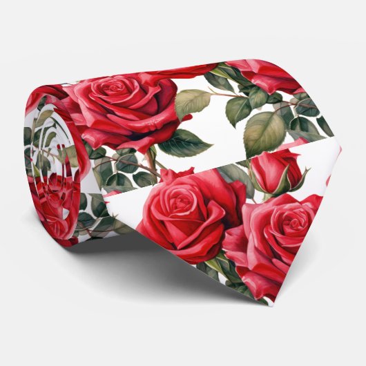 Rode Rozen Klassieke Formele Halsband Stropdas (Opgerold)