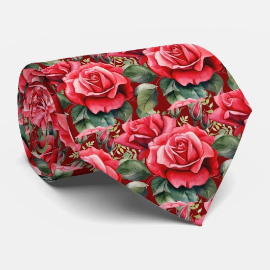 Rode Rozen Klassieke Formele Halsband Stropdas (Opgerold)