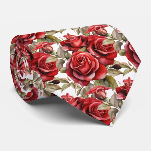 Rode Rozen Klassieke Formele Halsband Stropdas (Opgerold)