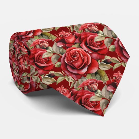 Rode Rozen Klassieke Formele Halsband Stropdas (Opgerold)