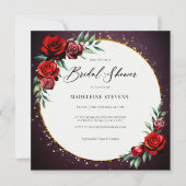 Rode rozen krans Moody Paarse gouden glitter bruid Kaart (Voorkant)